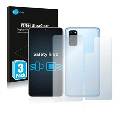 Abbildung von Savvies 6 Stück Schutzfolie für Samsung Galaxy S20 (Display+Rückseite) Displayschutz Folie Ultra Transparent