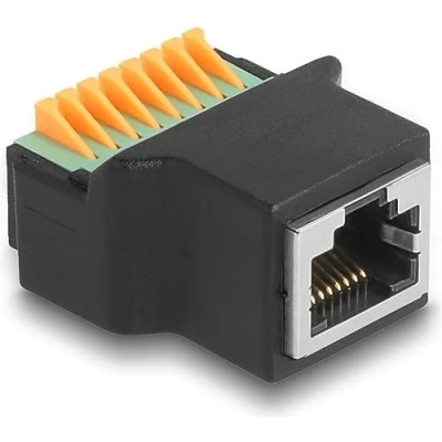 Abbildung von Delock RJ45 Buchse zu Terminalblock mit Drucktaster Adapter