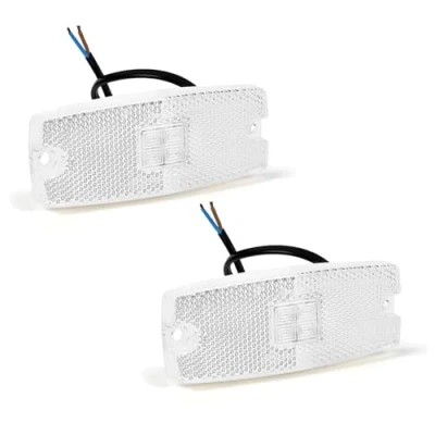 Abbildung von AOHEWEI 2 x Weiß LED Seitenmarkierungsleuchten Lkw Markierungsleuchten Pkw Anzeige Positionsleuchte Lampe Vorderseite mit Reflektor für Anhänger Van Wohnwagen 10 30V ECE genehmigt (Weiß)