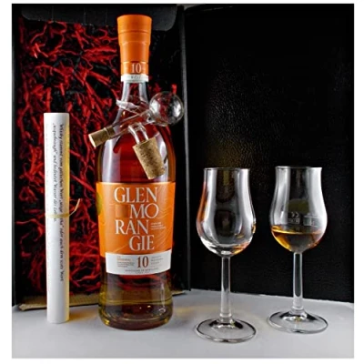 Abbildung von Geschenk Glenmorangie Original 10 Jahre Single Malt Whisky + Glaskugelportionierer 2 Bugatti Gläser