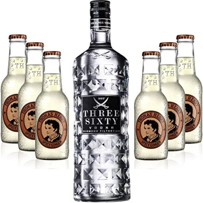 Abbildung von Moscow Mule Set Three Sixty Vodka 70cl (37,5% Vol) + 6x Thomas Henry Spicy Ginger 200ml