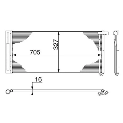 Abbildung von MAHLE ORIGINAL AC 425 000S Klimakondensator mit Trockner, ohne Sensor 705 ALFA ROMEO: 147, PORSCHE: Panamera