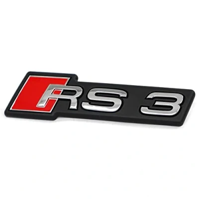 Abbildung von Audi 8Y0853736A2ZZ Schriftzug RS3 Kühlergrill Clip Emblem Logo Plakette, Chrom/rot