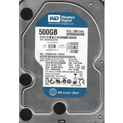 Abbildung von Western Digital WD5000AAKB Caviar Blue 500GB interne Festplatte (8,9 cm (3,5 Zoll), 7200rpm, 16MB Cache, E IDE)