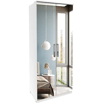 Abbildung von Lomadox Kleiderschrank OLMO 83 Schlafzimmer in weiß mit Spiegeltüren, : 90/217/63 cm