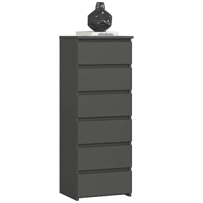 Abbildung von AKORD Kommode mit 6 Schubladen Rollschubladen Schubladenschrank Kleiderschrank Sideboard Ablage Robust Universal Design Graphitgrau