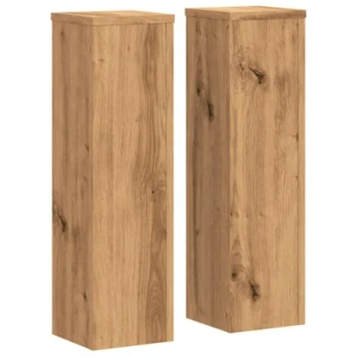 Abbildung von vidaXL Pflanzenständer 2 STK., Blumenständer Hohle Konstruktion, Dekosäule Podest für Pflanzen Dekoartikel, Blumenhocker Blumensäule, Artisan Eiche Holzwerkstoff
