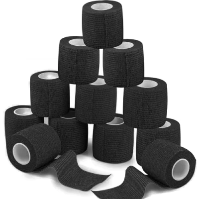 Abbildung von ANAMPION Selbsthaftende Bandage 12Rollen, 5cm x 4.5m Non Woven Haftbandage Selbstklebend für Mensch und Tier, Flexibel Selbstklebender Verband Sprunggelenke Schwellung, Sport(Hellrosa)