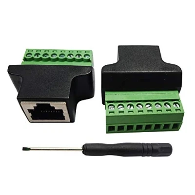 Abbildung von zdyCGTime RJ45 Weiblich auf 8P 8C Schraubschraube AV Netzwerk TV UTP DVR Cat5 Cat5e Cat6 Cat7 Inline Koppler 300V 8A.(2 Pack)