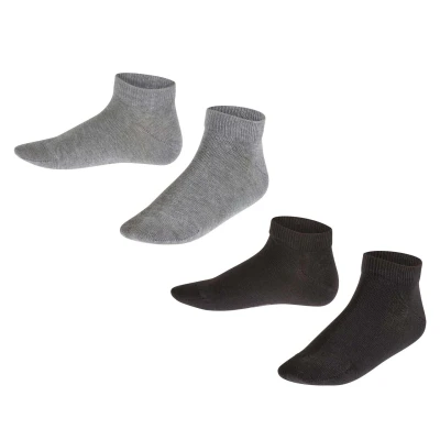 Abbildung von FALKE Unisex Kinder Sneakersocken Happy Double Pack K Sn Baumwolle kurz einfarbig 2 Paar, Mehrfarbig Black Grey 0050, 31 34