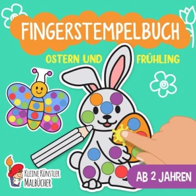 Abbildung von Fingerstempelbuch Ab 2 Jahren: Ostern und Frühling Fingerstempeln, Malen Basteln! Das große Fingerstempel Buch für Kinder Bastelbuch Jungen Mädchen Fingerfarben Stempelbuch
