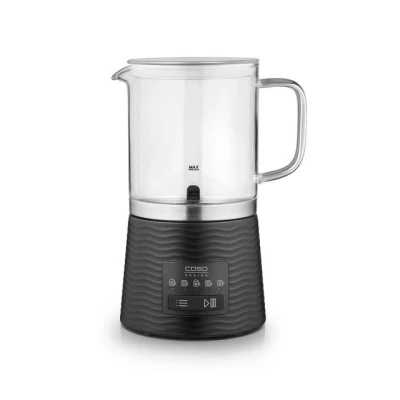 Abbildung von CASO CappuLatte Design Glas Milchaufschäumer, cremiger Milchschaum, heiß &amp; kalt, abnehmbarer Behälter, spülmaschinengeeignet, 5 Funktionen, 250 ml/400 ml, LED Anzeige, One Touch