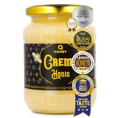 Abbildung von Reiner roher Rahmhonig aus Europa, 100% natürlich, ethnisch, 1 kg Ungefiltert, nicht erhitzt und pasteurisiert