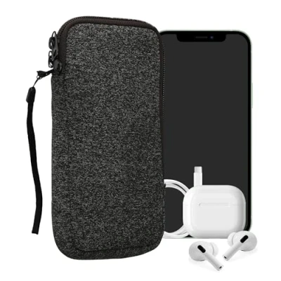 Abbildung von kwmobile Handytasche für Smartphones XXL 7&quot; Neopren Handy Hülle Anthrazit Weiß Tasche 17,7 x 8,5 cm Innenmaße