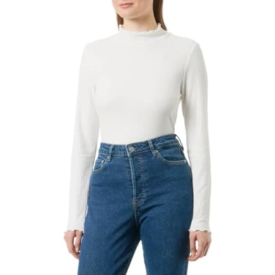 Abbildung von QS by s.Oliver MIT Rollsaum Langarmshirt, Damen, Größe: XS, Ecru