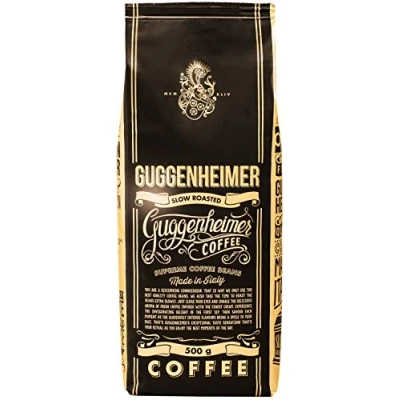 Abbildung von GUGGENHEIMER COFFEE Kaffeebohnen 10kg Extra langsam geröstet wenig Säure und Bitterstoffe Barista Qualität Feinste Crema Bester Espresso für Vollautomaten Aromabeutel zu 20 x 500g