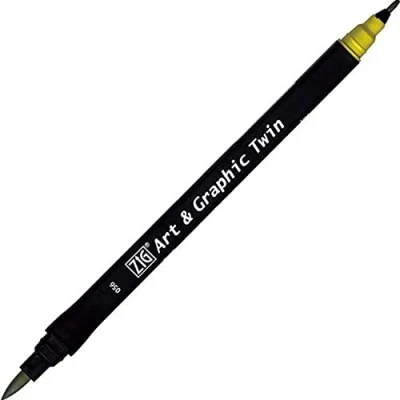 Abbildung von Kuretake ZIG Art and Graphic Twin Tip Bürste Marker 056, Olive
