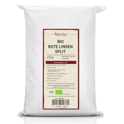 Abbildung von Kamelur 25kg BIO rote Linsen Split getrocknet getrocknete Hülsenfrüchte ohne Zusätze rot in der Großpackung