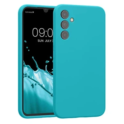 Abbildung von kwmobile Handyhülle kompatibel mit Samsung Galaxy A34 5G Hülle gummierte Handy Case aus Silikon in Cool Glacier