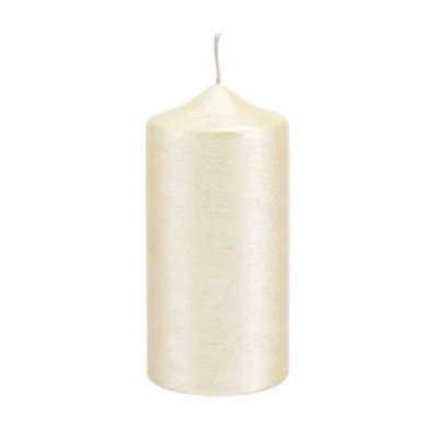 Abbildung von Stumpenkerzen Elfenbein Perlmutt geriffelt, 12 x 6 cm, 4 Stück