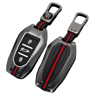 Abbildung von Otai Autoschlüssel Etui aus Zinklegierung Abdeckung Kompatibel mit Peugeot 308 408 508 Citroen C4 C4L C6 Intelligente Schlüsselhülle (Matt)
