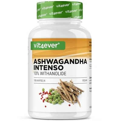 Abbildung von Ashwagandha Extrakt 180 Kapseln mit 750 mg reinem Wurzelextrakt pro Kapsel &amp; 10% Withanoliden Hohe Reinheit Vegan Hochdosiert Premium Qualität