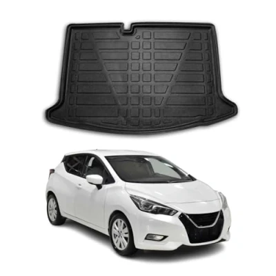 Abbildung von OMAC Kofferraumwanne Laderaumwanne kompatibel mit Nissan Micra K14 2017 2024 Gummi TPE Schwarz