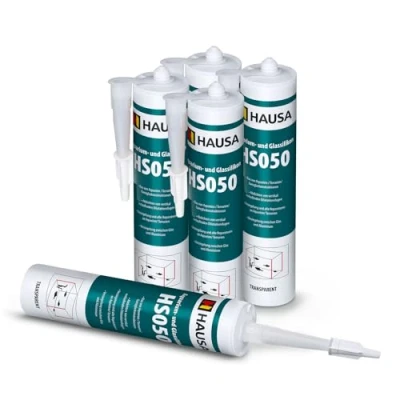 Abbildung von HAUSA Aquarium Silikon Glas HS050 transparent 5x 310ml Kleber &amp; Dichtstoff für Aquarien Terrarien Glaskonstruktionen schnelle Aushärtung, süß meerwasserbeständig, fischsicher