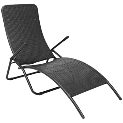 Abbildung von vidaXL Sonnenliege Klappbar Gartenliege Gartenmöbel Liege Strandliege Relaxliege Freizeitliege Liegestuhl Rattanmöbel Poly Rattan Schwarz
