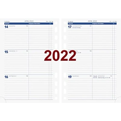 Abbildung von BRUNNEN 1079100002 Wochenkalendarium, Zeitplansysteme, 2022, 2 Seiten = 1 Woche, Blattgröße 14,8 x 20,8 cm, A5