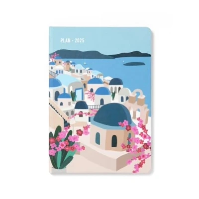 Abbildung von Letts of London Wanderlust Terminkalender 2025, A5, Wochenansicht, Santorin