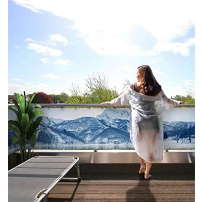 Abbildung von MyMaxxi Balkonbanner Sichtschutz See in Frostlandschaft Abdeckung für Terrasse Balkon Windschutz Sonnenschutz Blickdicht Balkonverkleidung wetterfest Verkleidung