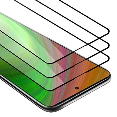 Abbildung von Cadorabo 3X Vollbild Panzer Folie kompatibel mit Samsung Galaxy A51 4G / M40s Schutzfolie in TRANSPARENT SCHWARZ 3er Pack Gehärtetes (Tempered) Display Schutzglas 9H Härte 3D Touch