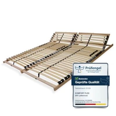 Abbildung von Sleepneo Lattenrost 160x200, Kopfteil verstellbar, Ergonomischer 7 Zonen Lattenrost, Buchenholz, 28 Latten, Selbstmontage, hohe Traglast bis 150Kg