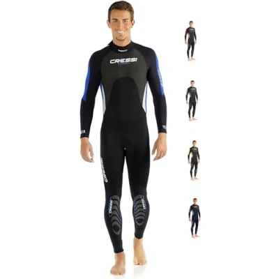 Abbildung von Cressi Morea Herren Neoprenanzug 3mm für alle Wassersportarten, Schwarz/Blau/Silber, M/3
