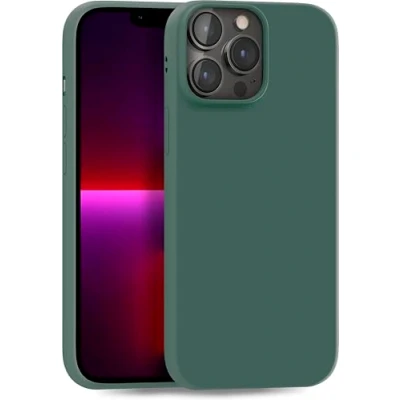Abbildung von MyGadget Hülle kompatibel mit iPhone 13 Pro Max robuste Handyhülle TPU Case Slim Silikonhülle Back Cover Kratzfest Schutzhülle matt Olivgrün