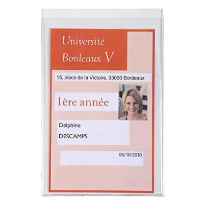 Abbildung von Exacompta 5392E 10er Pack PVC Schutzhülle für Studentenkarten und Ausweise, 75 x 120 mm, PVC, um dem täglichen Gebrauch standzuhalten, 2 Betrachtungsgesichter