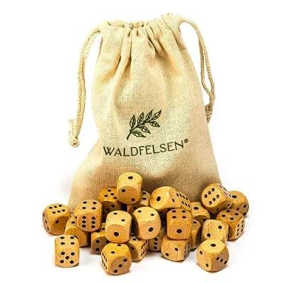 Abbildung von Waldfelsen 6, 12, 20, 30 oder 50 hochqualitative Holzwürfel aus echtem Buchenholz Augenwürfel Spielwürfel Holz in 16 mm Standardwürfel mit Stoffbeutel Würfelset (Blanko, Stück)