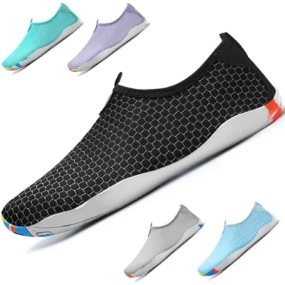 Abbildung von WateLves Badeschuhe Damen Herren Wasserschuhe Schwimmschuhe Strandschuhe Aquaschuhe Schnell Trocknend Surfschuhe Unisex Sommer(Schwarz Weiß 44)