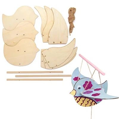Abbildung von Baker Ross AT557 Vogel Marionette aus Holz 3 Stück, Geschichtenerzählen, Holzmalerei für Kinder, ideal Kunstpartys, Schulen und festliche Bastelaktivitäten