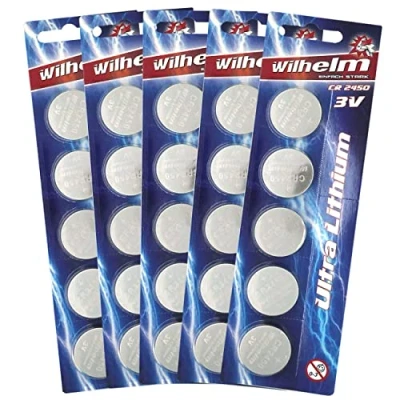 Abbildung von 25 x CR2450 WILHELM Lithium Knopfzelle 3V 600mAh ø24,5x5,0mm Batterie DL 2450