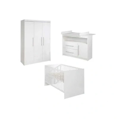 Abbildung von roba® Babyzimmer Komplettset Maren, Gitterbett, Wickelkommode &amp; 3 türiger Schrank, umbaubar
