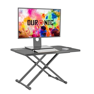 Abbildung von Duronic DM05D24 Schreibtischaufsatz Workstation 74 x 47 cm Computertisch höhenverstellbar 5 bis 40 Stehpult für PC und Laptop Sitz Steh Schreibtisch 10 kg Steharbeitsplatz HomeOffice