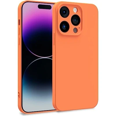 Abbildung von MyGadget Hülle kompatibel mit iPhone 14 Pro Zweilagige Handyhülle Kameraschutz Cover Innenfutter &amp; Silikon außen Orange