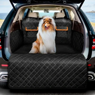 Abbildung von DATEFUN Kofferraumschutz Hund mit Seitenschutz und Ladekantenschutz Universale Hundedecke Kofferraum Wasserdicht &amp; Kratzfest Auto Schutzmatte für SUV, Van Kombi