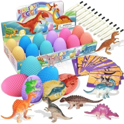 Abbildung von Joozmui Dino Ausgrabungsset für Kinder, Osterei Dekorationsset Ei Dinosaurier Spielzeug ab 4 10 Jahre Junge Figuren Geschenk Gemalte Deko Ostereier Kinder
