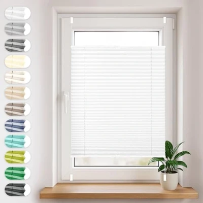 Abbildung von Sonello Plissee Klemmfix ohne Bohren, Blickdicht, verspannt, 30 cm x 100cm Weiß Faltrollo, Easyfix, Lichtschutz Sonnenschutzrollo Jalousie Rollo für Fenster &amp; Tür, einfache Montage, in verschiedenen Farben und Größen