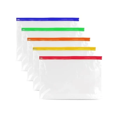Abbildung von Dokumententasche mit Reißverschluss, A4, 370 x 260 mm, stilvolle Dokumentenaufbewahrung, wasserdicht, Dokumentenhalter, 5 Stück