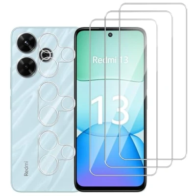 Abbildung von Dlxiks 3+3 Stück, Schutzfolie für Xiaomi Redmi 13 4G/5G, 9H Härte Folie Panzer Schutz Glas, Ultrabeständig,Anti Kratzen Hohe Klar Displayschutzfolie 4G/5G
