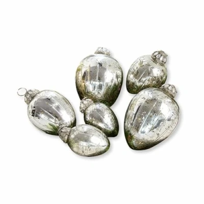 Abbildung von Loberon Osterei 6er Set Lacul, mit Strasssteinen verzierte Kappe, Deko Eier aus Bauernsilber, Ostern, Osterschmuck, Osterdeko, Glas, Eisen, antiksilber